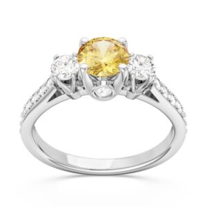 Pierścionek z białego złota z cytrynem i brylantami CP-31B