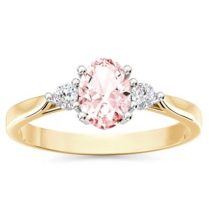 Pierścionek z żółtego i białego złota z morganitem i brylantami AP-31ZB
