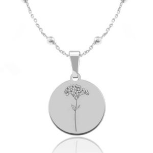 Kwiaty Polskie - Naszyjnik z Niezapominajką - łancuszek kulki - Grawer