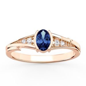 Pierścionek ze złota z szafirem i diamentami JP-2705P