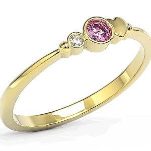 Pierścionek z żółtego złota z cyrkoniami Swarovski różową i białą BP-6811Z-C