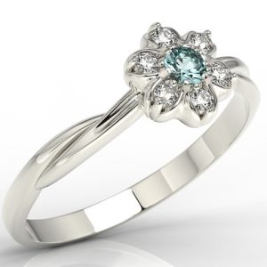 Pierścionek z białego złota ze topaz Swarovski Ice Blue i brylantami AP-68B