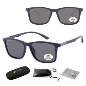 Granatowe prostokątne okulary przeciwsłoneczne z polaryzacją MP2B