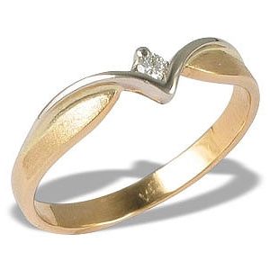 Pierścionek zaręczynowy z żółtego i białego złota z brylantem CP-1006ZB