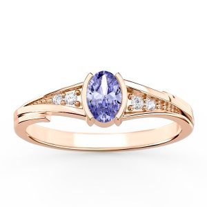 Pierścionek zaręczynowy z różowego złota z tanzanitem i diamentami JP-2705P