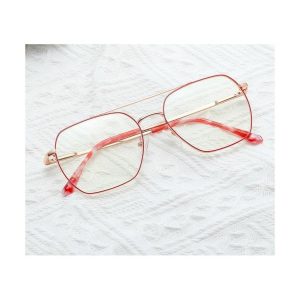 Damskie Pilotki złoto czerwone okulary zerówki filtr Blue Light do komputera 25104B