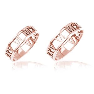Komplet obrączek z datą - 2 sztuki - rose gold