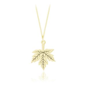 Srebrny naszyjnik - Maple - Liść Klonu - Grawer - 24k złocnie