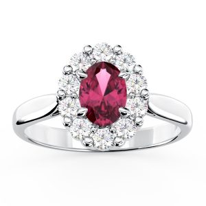 Pierścionek zaręczynowy z rubinem i diamentami BP-57B