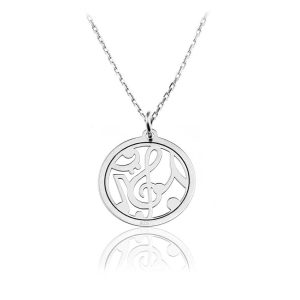 Srebrny naszyjnik Amadea z kluczem wiolinowym i nutkami