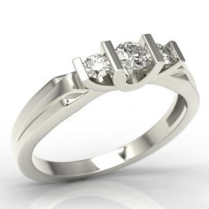 Pierścionek zaręczynowy z białego złota z brylantami LP-8224B