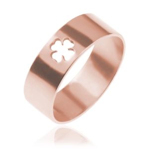 Srebrna obrączka Lucky - koniczynka - rose gold