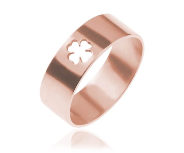 Srebrna obrączka Lucky - koniczynka - rose gold