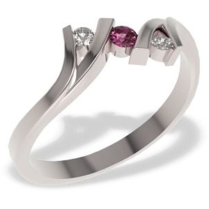 Pierścionek z białego złota z rubinem i brylantami LP-21B-RUB/D