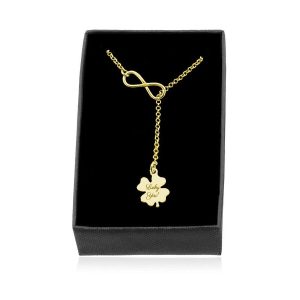 Srebrny naszyjnik przekładany Nieskończoność i Koniczynka - 24k złocenie