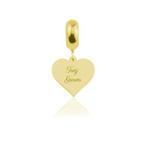 Srebrny charms Beads - zawieszka Serce - 24k złocenie - grawer gratis!
