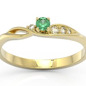 Pierścionek z żółtego złota ze szmaragdem i brylantami BP-7810Z