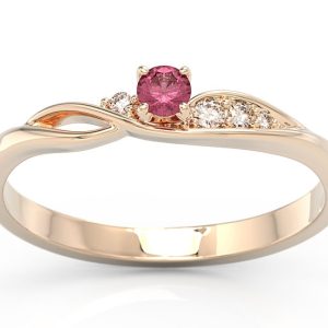 Pierścionek z różowego złota z rubinem i brylantami BP-7810P