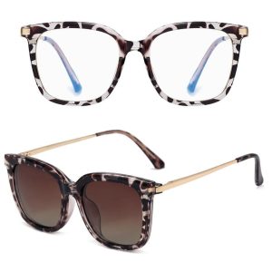 Panterkowe Damskie okulary do komputera z nakładką przeciwsłoneczną Clip-on 25109B