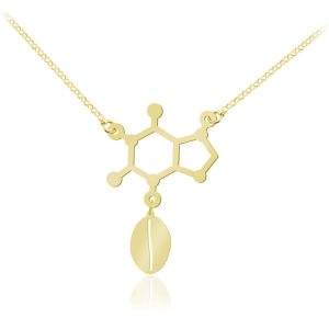 Srebrny naszyjnik Kofeina - Ziarno Kawy - 24k złocenie