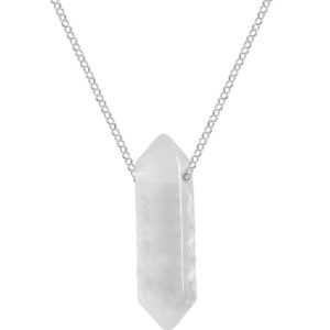 Srebrny naszyjnik łańcuszek z białym Kryształem Górskim - duży