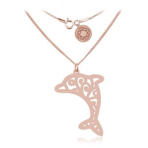 Srebrny naszyjnik Delfin ażurowy - rose gold