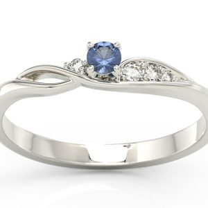 Pierścionek z białego złota z szafirem i brylantami BP-7810B