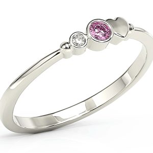 Pierścionek z białego złota z cyrkoniami Swarovski różową i białą BP-6807B-C