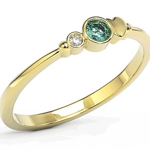 Pierścionek z żółtego złota z cyrkoniami Swarovski miętową i białą BP-6811Z-C