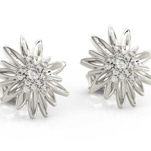 Kolczyki z białego złota z brylantami, szarotka BP-92B