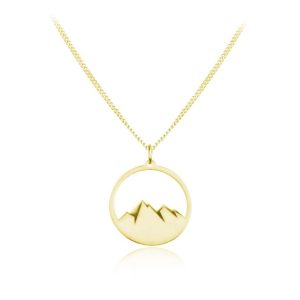 Naszyjnik srebrny Góry - 24k złocenie - grawer