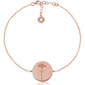 Kwiaty Polskie - Bransoletka z Niezapominajką rose gold - Grawer