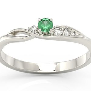 Pierścionek z białego złota ze szmaragdem i brylantami BP-7810B