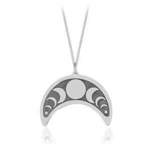 Srebrny naszyjnik Mira - księżyc Lunula - grawer