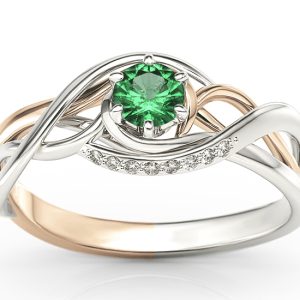 Pierścionek z białego i różowego złota ze szmaragdem i brylantami BP-7130BP