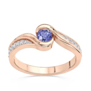 Pierścionek z różowego złota z tanzanitem i brylantami wzór BP-2839P