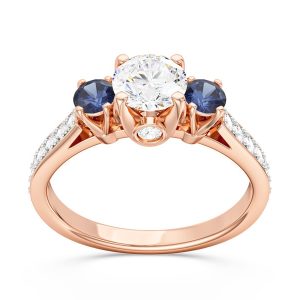 Pierścionek z różowego złota z szafirami i brylantami CP-31P