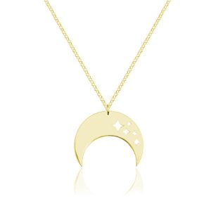 Srebrny naszyjnik Astra Lunula z księżycem - 24k złocenie