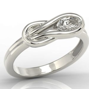 Pierścionek z białego złota z białym topazem Swarovski BP-69B