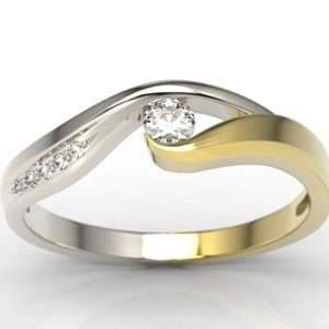 Pierścionek zaręczynowy z żółtego i białego złota z diamentami LP-7810ZB