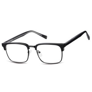 Okulary półramkowe zerówki prostokątne oprawki korekcyjne 878D czarny