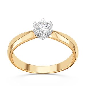 Pierścionek zaręczynowy z żółtego i białego złota z brylantem, model AP-3630ZB