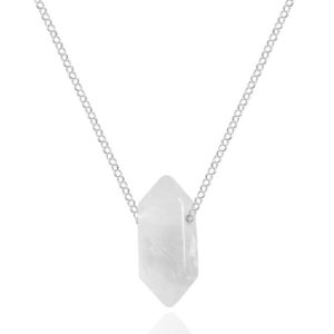Srebrny naszyjnik łańcuszek z białym Kryształem Górskim