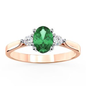 Pierścionek z różowego i białego złota ze szmaragdem i brylantami AP-31PB