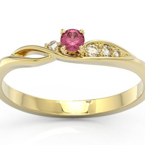 Pierścionek z żółtego złota z rubinem i brylantami BP-7810Z