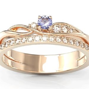 Pierścionek z różowego złota z tanzanitem i brylantami BP-77P-TAN/D