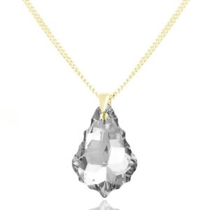 Srebrny naszyjnik z kryształem Swarovski - Baroque - 24k złocenie