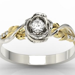 Pierścionek złoty w kształcie róży z brylantami LP-7715BZ