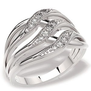 Pierścionek z białego złota z diamentami LP-51B