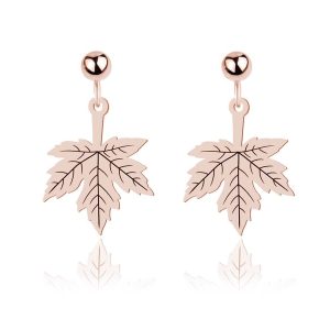 Srebrne kolczyki - Maple - Liść Klonu - rose gold